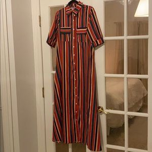 Flowy vintage maxi/midi shirt dress
